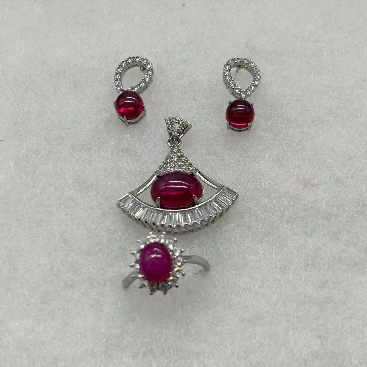 스털링 실버 루비 쓰리피스 슈트