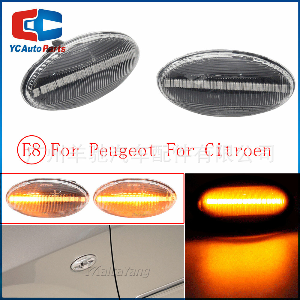 Adecuado para Peugeot 1 007 108 206 301 307 407 guardabarros luz LED que fluye agua dirección lateral Luz image 2