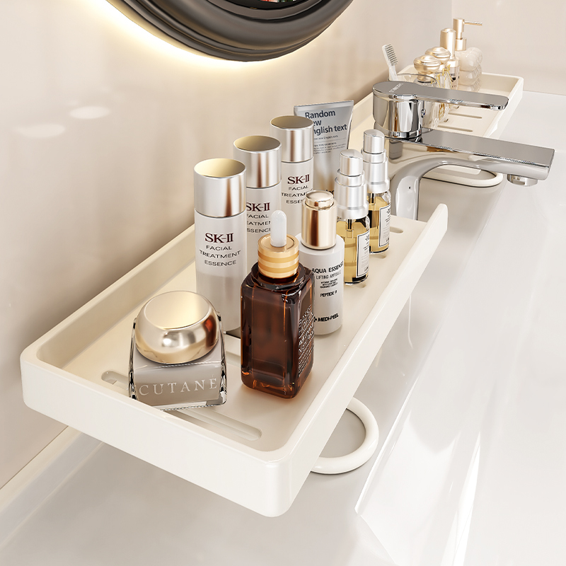 Mirror-Front Bathroom Storage Rack, Bathroom Sink Stand, Faucet, No-Drill Washbasin, Cosmetics Storage Rack