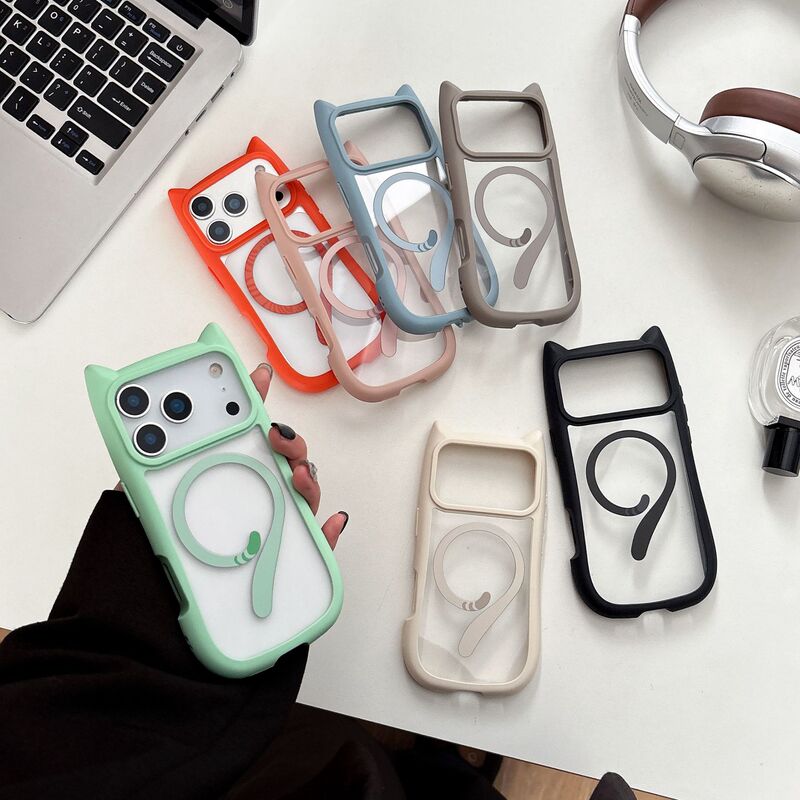 Suitable for Iphone17Pro Mobile Phone Case Ins Style Cat Ears Magnetic Charging Apple 16/15 Hard Shell Acrylic E Suitable for Iphone17Pro Mobile Phone Case Ins Style Cat Ears Magnetic Charging Apple 16/15 Hard Shell Acrylic E