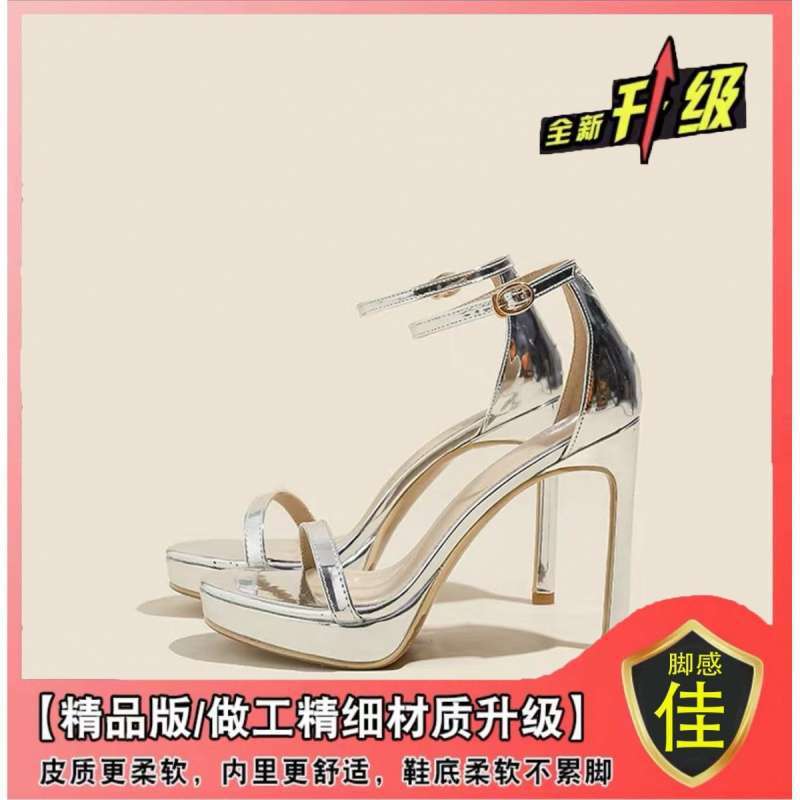 2025 新しい夏のハイヒールの靴、セクシーな中空スティレットヒール防水プラットフォームバックルサンダル女性の靴|undefined