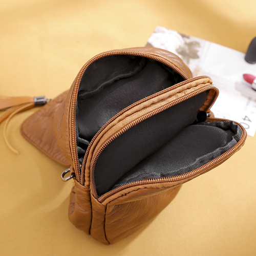 Bags for women new retro crossbody bag women's small bag soft leather texture shoulder bag fashion large capacity multi-layer mobile phone bag