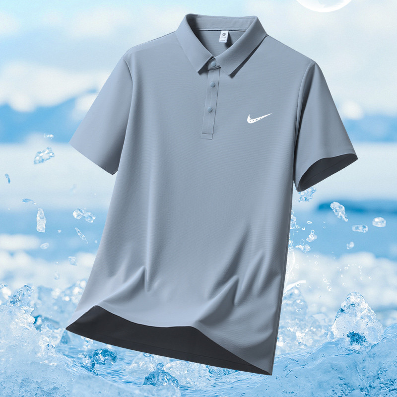 Men's Summer New Lightweight Breathable Business Polo Shirt with Collar, Trendy Brand Short-Sleeve T-Shirt