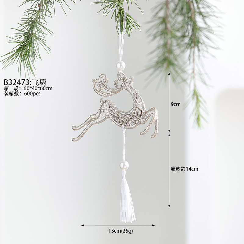 Nuevos productos transfronterizos de madera decoraciones de árboles de Navidad polvo brillante hueco flocos de nieve amor colgante mariposa colgante de Navidad