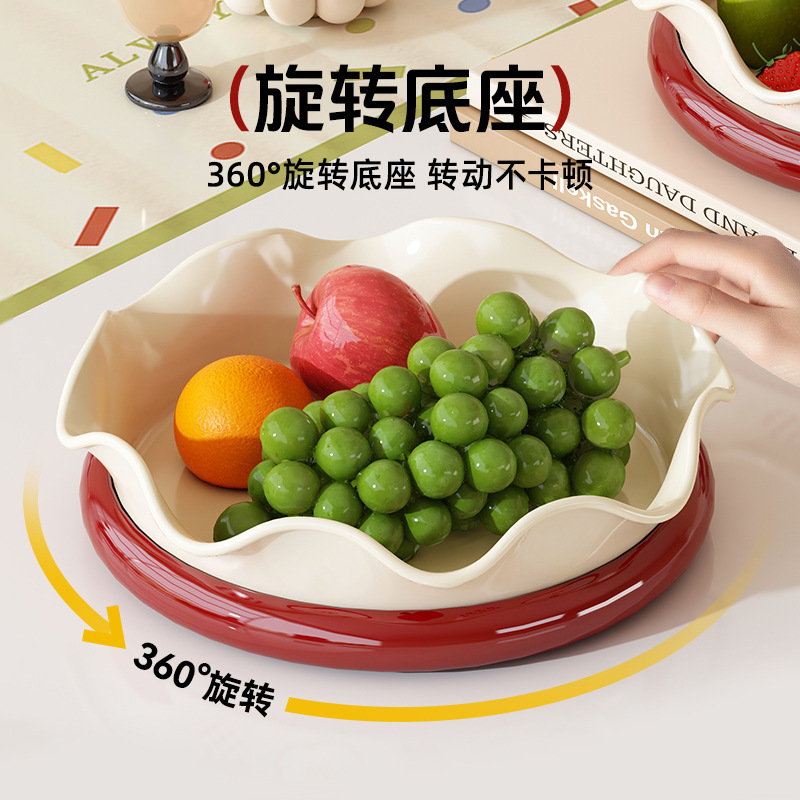 中古风花瓣果盘可旋转家用零食糖果收纳干果盘高颜值客厅水果盘|undefined