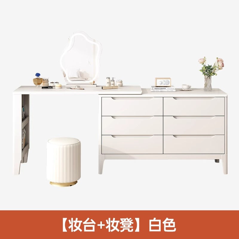 Dresser blanco + pecho de cajones + espejo + taburete