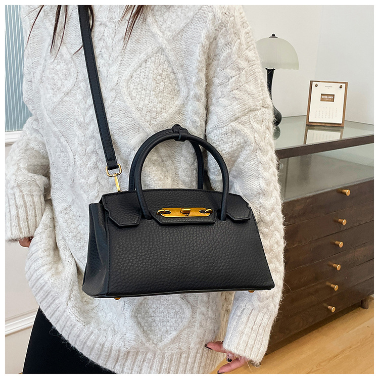 1687g Weight Lock Fashion Element Lock clasp Closure Type Single Shoulder Strap Strap Type Handbag Bags Type Casual, Street, Shopping Occasion Pu Leather Material Solid Color Pattern All Seasons Season Women's Gender Elegant, Classic Style Style Square Shape Medium Size Women's Medium Pu Leather Solid Color Elegant Classic Style Lock Square Lock Clasp Handbag 4