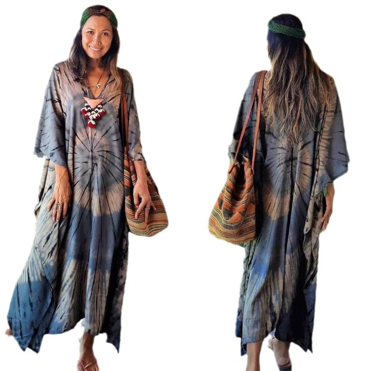 Blusa de playa europea y americana posicionamiento impresión traje vestido suelto bikini protector solar blusa traje de baño femenino RZ03