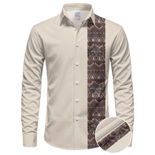 2025新款男士民族风长袖衬衫翻领休闲时尚纽扣外贸爆款春秋款上衣