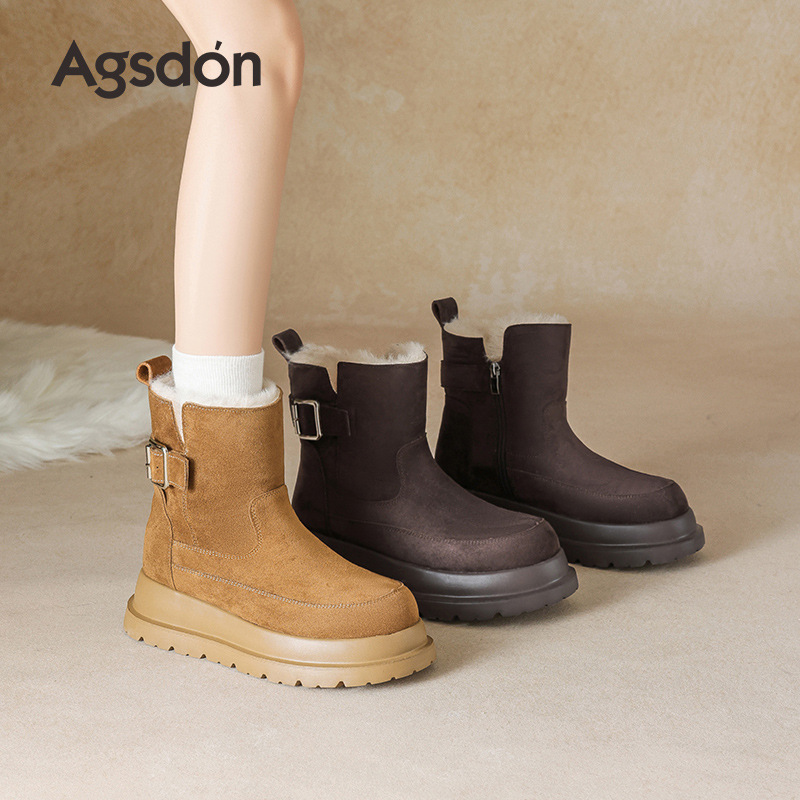 Botas de nieve de fondo grueso para mujeres 2025 nuevas botas de invierno de camisa Martin botas de algodón de manga corta botas retro