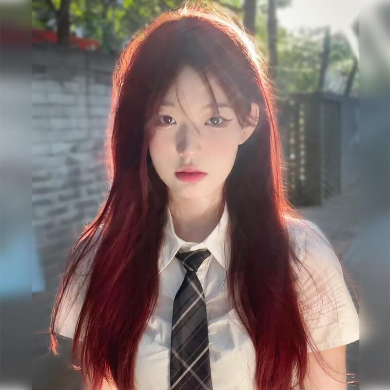 Xingcheng Mei Pull Red Wig Women's Long Straight Hair Lolita Women's Group White Raspberry Red Medium Long Hair Cyber Red Full Head Cover Xingcheng Mei Pull Red Wig Women's Long Straight Hair Lolita Women's Group White Raspberry Red Medium Long Hair Cyber Red Full Head Cover