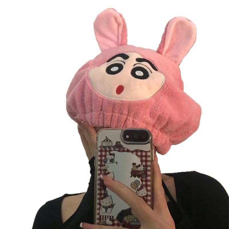 2025年のかわいい漫画クレヨンしんちゃんヘアドライキャップ、吸水性のあるコーラルベルベット素材の面白いヘッドターバン型ヘアドライタオル|undefined