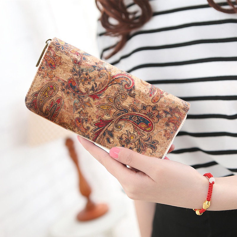 2021 New Arrival Handheld Women's Bag Pattern Zipper Cross-border Hot Selling Fashion Cork Long Wallet