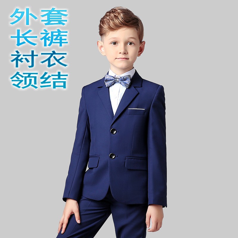 2024子供のスーツのスーツの男の子の小さい司会者のドレスの中で大きい子供のピアノの演服の花の子供の男の子のスーツ