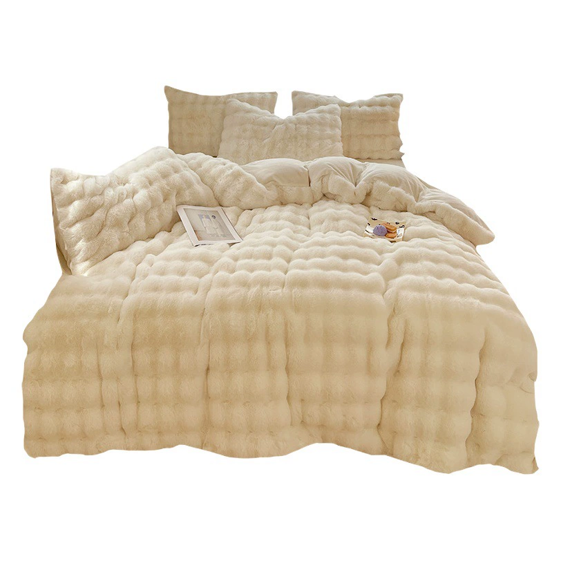 Класс A утолщенный кролик плюшевый молочный набор из четырех частей теплый кролик пух простыни