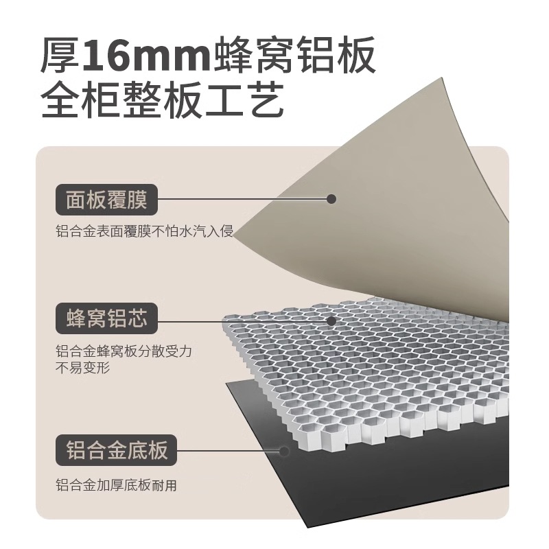 Gabinete de baño de aluminio espacial de panal grueso combinado de aire crema lavabo