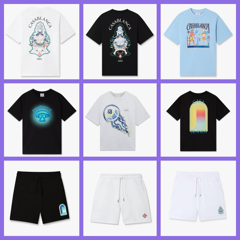 2026 New Foreign Trade Product Casablanca Short-Sleeve T-Shirt with Fantasy Gate Letter Logo Print for Men and Women 2026 New Foreign Trade Product Casablanca Short-Sleeve T-Shirt with Fantasy Gate Letter Logo Print for Men and Women