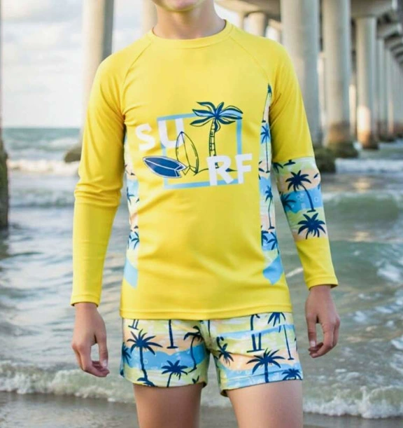 Children's swimwear, set, split long-sleeve for boys, print