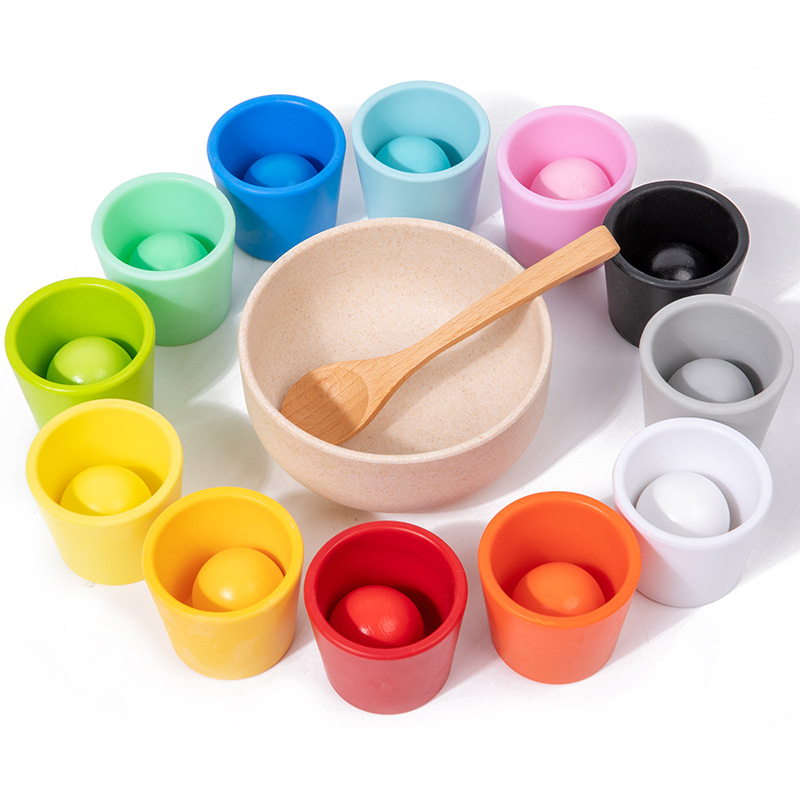 Mont 's educativo para bebés abrazadera de bola abrazadera de cuentas juguetes de emparejamiento de color niños educación temprana cognitiva taza de clasificación de color
