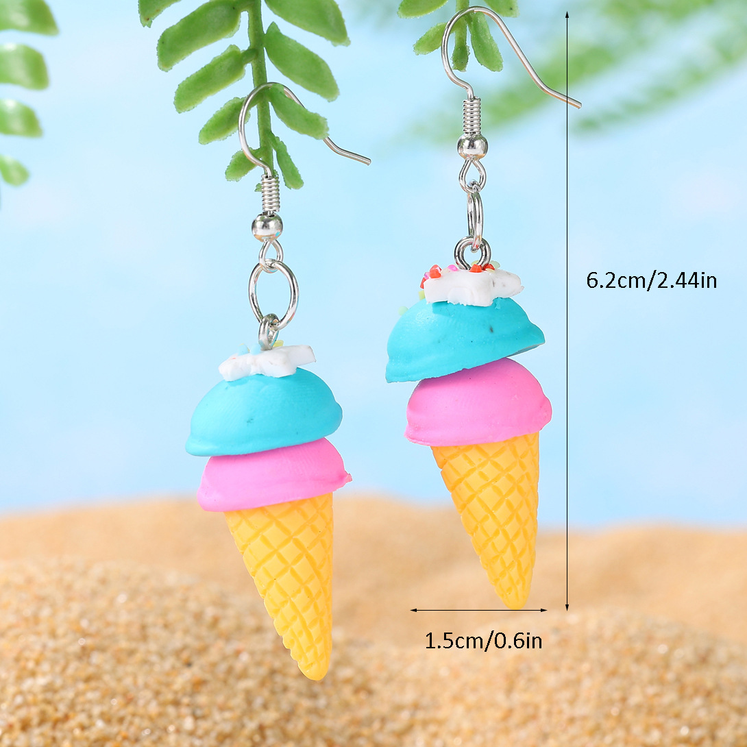 10g Weight 1 Pair Cute Classic Style Ice Cream Soft Clay Drop Earrings