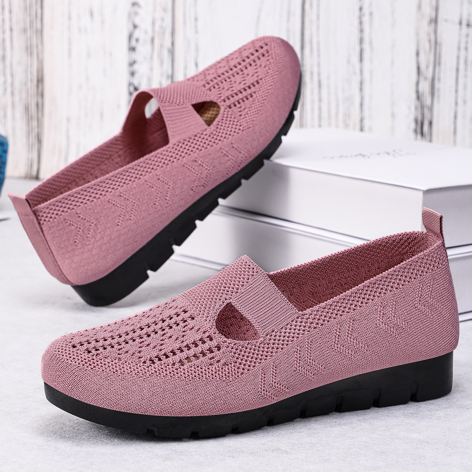 Zuecos Transpirables de Primavera para Mujer, Zapatos Casuales Sin Cordones, Cómodos, de Suela Blanda, Zapatos para Mamá, Dropshipping Transfronterizo, Zapatos de Mujer de Talla Grande
