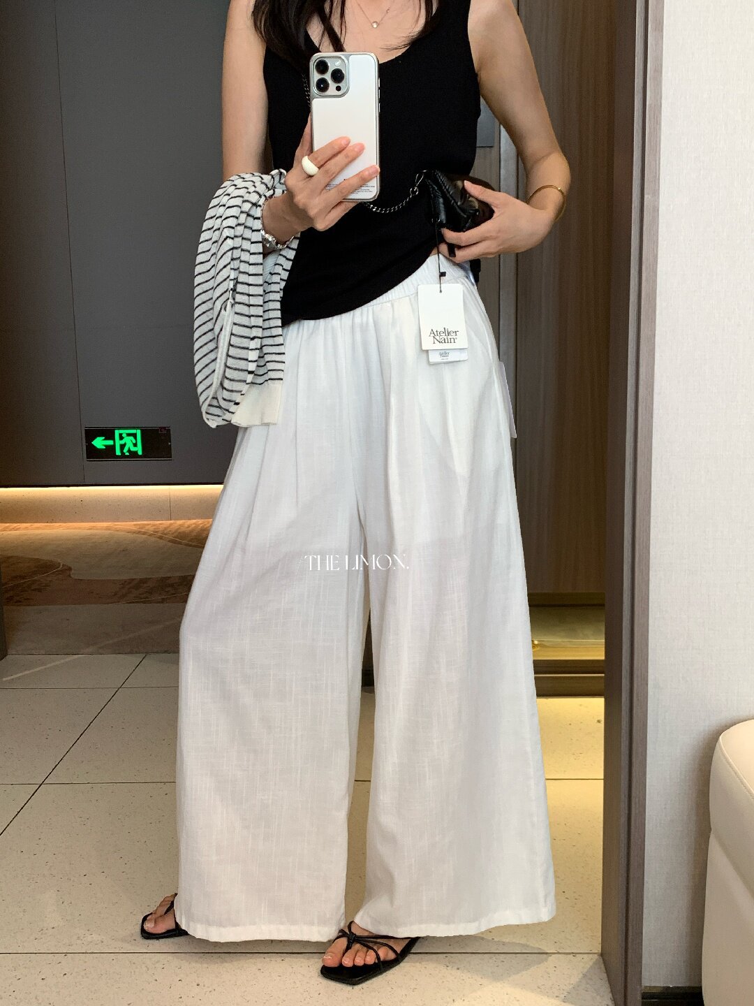 Quần ống rộng nữ vải linen phối cotton dáng suông mùa hè — Xám gạo, Xanh xám nhạt, Xanh đen, Cam bí ngô chi tiết 63