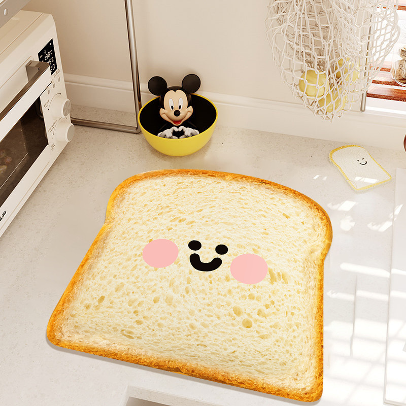 Cute Toast Abstract Irregular Non-Slip Draining Mat, Cute-Shaped Simulated Bread Kitchen Diatomaceous Earth Absorbent Mat