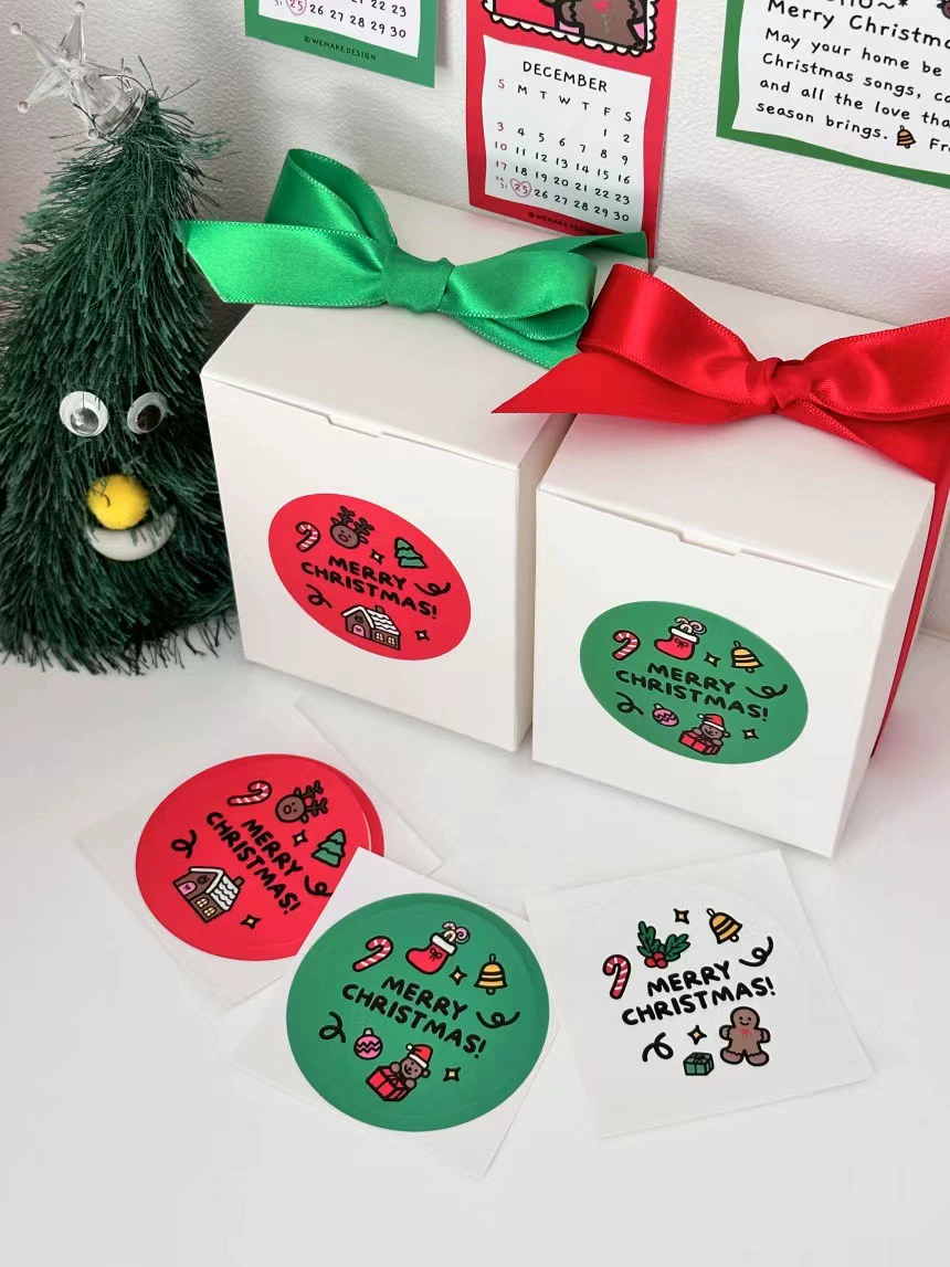 6 Новый Рождественский Yuantong красный и белый зеленый с Рождеством декоративный клей для выпечки липкая бумага