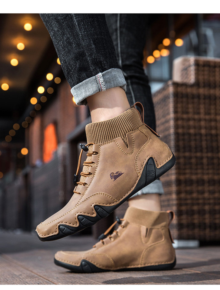 Bốt Martin cổ cao unisex dáng thể thao, đế bằng, mũi tròn — C8005 kaki, C8005 màu xám, C8005 màu đen, C8005M kaki lót nhung chi tiết 16