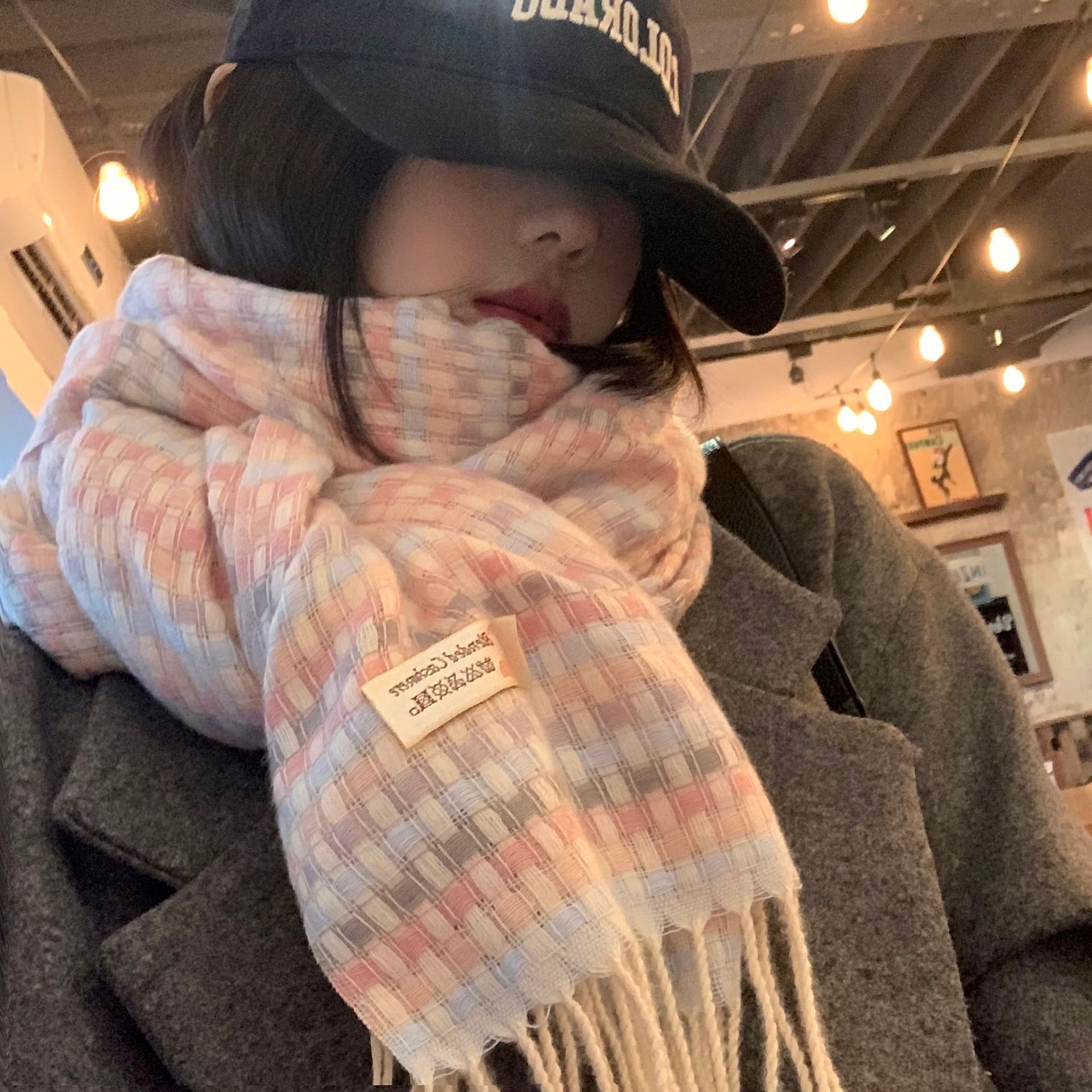 Rainbow Paid Women's Winter Korean Version Sweet Soft Gir Student Versatie Advanced Feeing Scarf Thickened Warm_voghion.com