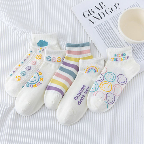 Spring New Women's Socks Korean Style Ins Wind Trendy Cute Japanese Cartoon Short Calf College Style Women's Socks Wholesale 