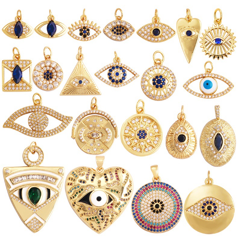 3g Weight Pendant Jewelry Making Type 13*19mm, 15*14mm, 16 * 16mm Jewelry Making Size December Birthstone Turquoise, Zircon Inlay Material DIY Jewelry Accessories Classification 1 Piece Quantity Copper Material Devil's Eye, Heart Shape Pattern Plating, Inlay Design Simple Style, IG Style Style 1 Piece 13*19mm 15*14mm 16 * 16mm Copper Turquoise Zircon Devil's Eye Heart Shape Pendant 2