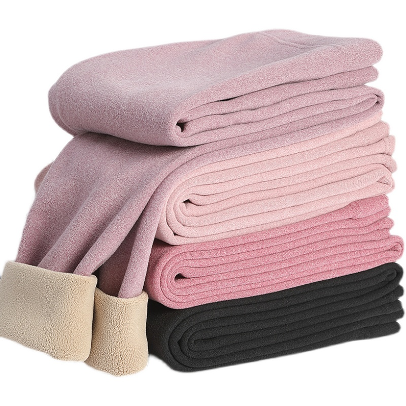 Thermal Seamless High-Waisted Women's Leggings with Thickened Fleece, Lamb Wool, Solid Color, Plus Size, Winter Base Layer Pants