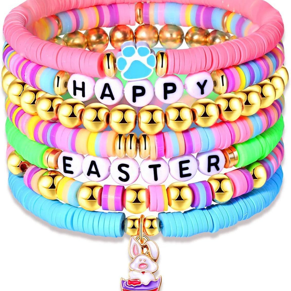 Santa Elk Color Letter Handmade Soft Pottery Bracelet suit Cross-border European and American Christmas Bracelet diy