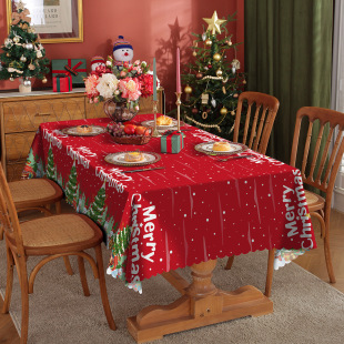 Cross-border Polyester Tablecloth Digital Printing Christmas Holiday Decoration Table Fabric Waterproof Oil-proof Tablecloth Holiday Decoration