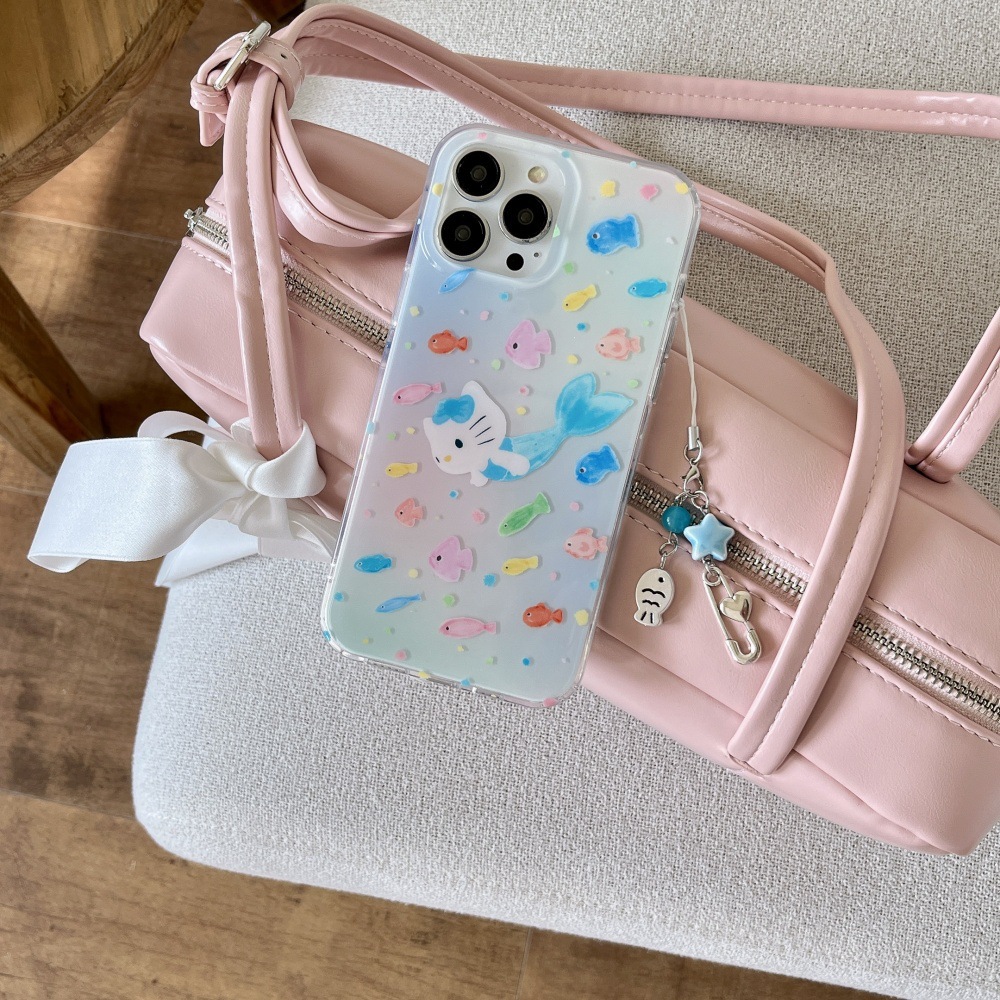 Fun color pez sirena kt para iphone16ProMax Apple 15 funda para teléfono 14 chica 13 nuevo