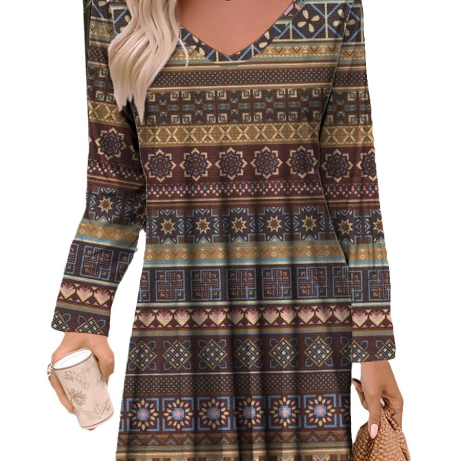 Retro small ethnic autumn winter long-sleeve for leisure