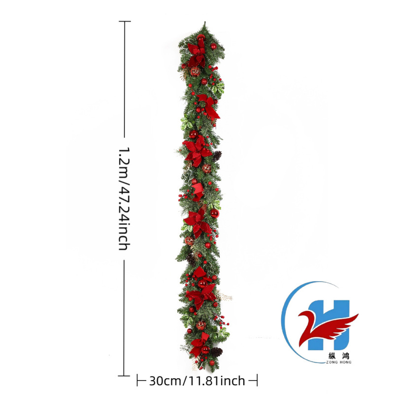 クロスボーダークリスマスリース、ベルベットの赤い花、クリスマス風デコレーションセット、ホリデーリース、逆さ飾り、ホームデコレーション|undefined