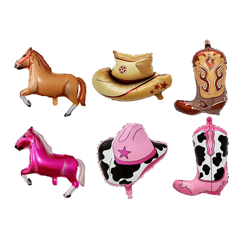 Мультяшный инопланетный западный джинсовый шапка сапоги коня алюминиевый пленка воздушный шар праздничный день рождения украшение