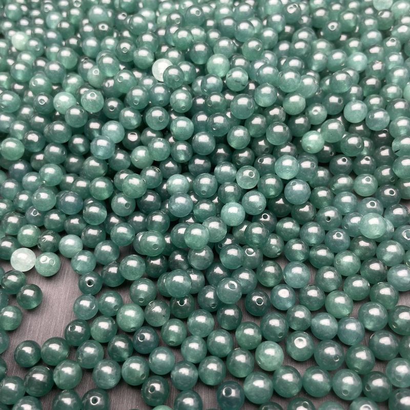 冰种翡翠色蓝水飘花散珠DIY手工圆珠半成品串珠手链项链饰品批发|undefined