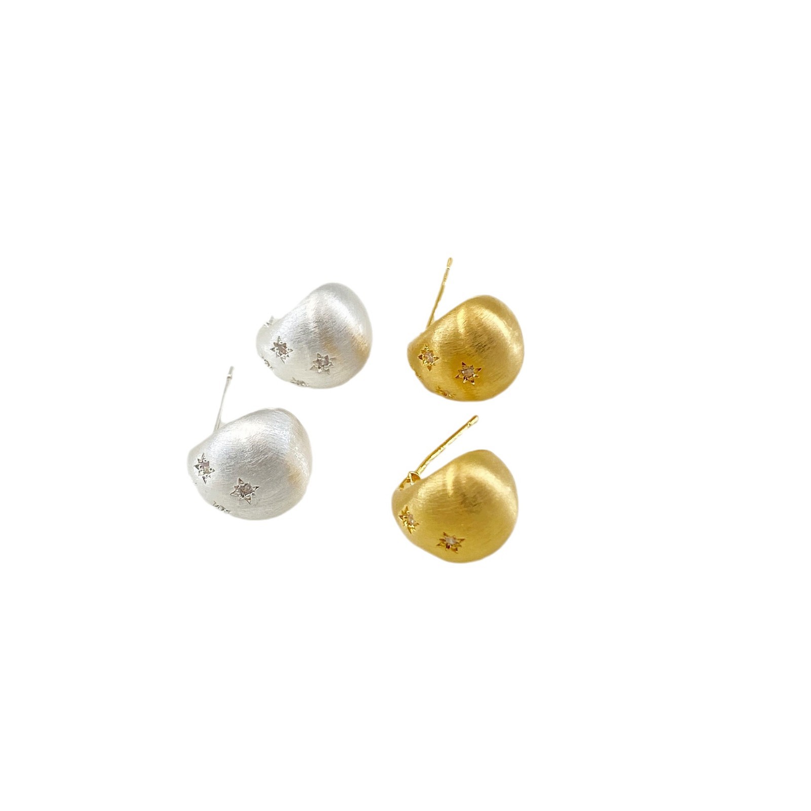 Matte elegant small universal earrings with zircon
