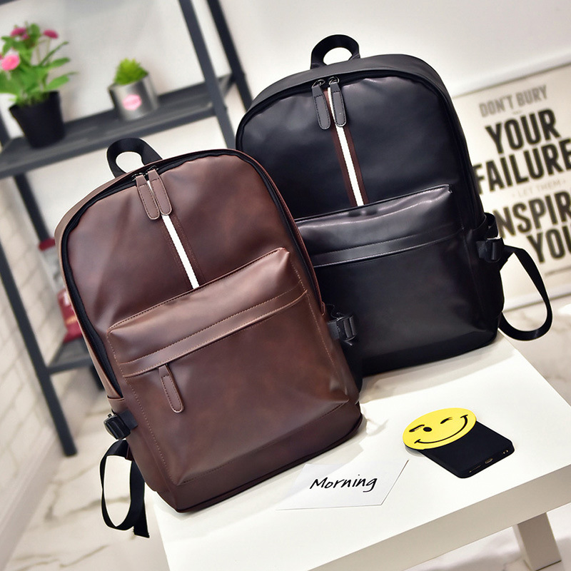 Bolso de viaje de los hombres ocasionales bolso de los hombres de moda mochila estudiante de secundaria estudiante Mochila De Cuero PU moda estilo coreano mochila