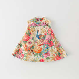 夏季女宝宝清凉连衣裙满月百天爬服外出无袖哈衣可爱洋气包屁衣服