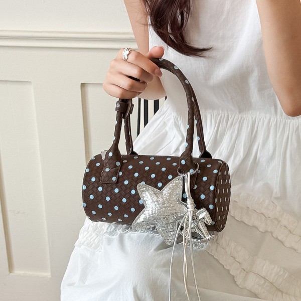 Polka Dot Barrel Shape Zip Crossbody Bag 1