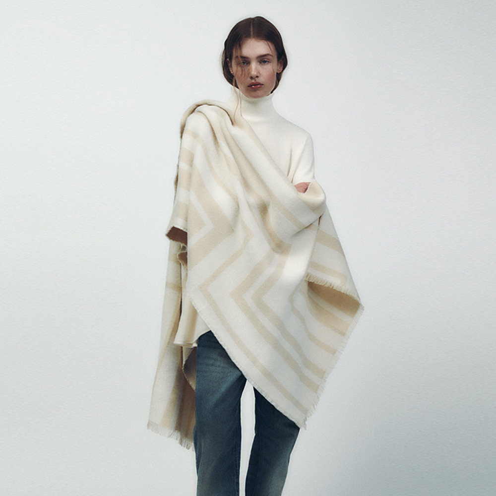 Winter Scarf With Geometric Print And Wool Border For Women_voghion.com