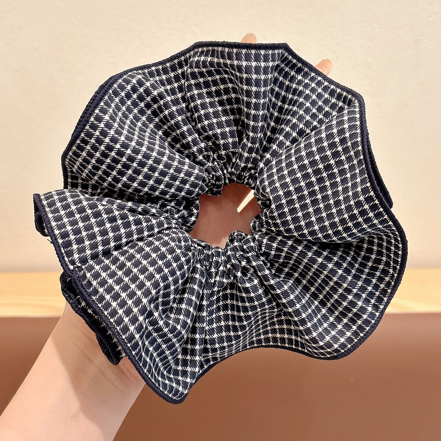 2 # 블루 스트라이프 체크 머리끈 인터넷 연예인 스타일 ~ 약 17cm