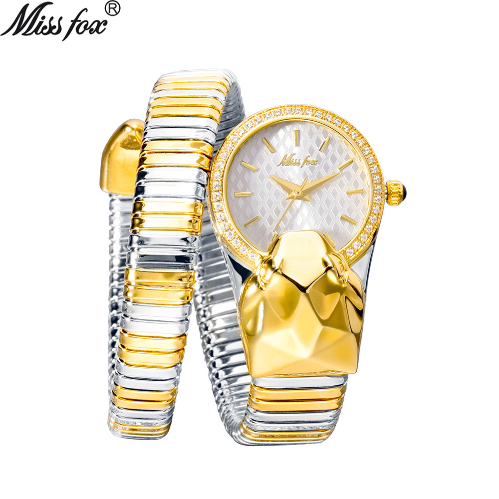 MISSFOX watch foreign trade women's fashion trend diamond snake-shaped watch bracelet TikTok supply