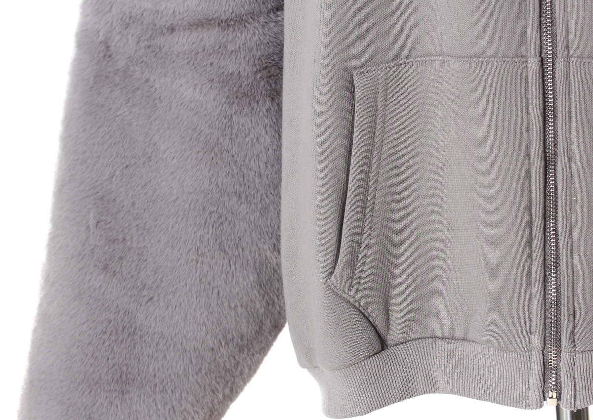 Winter Hooded Fleece lined Furry Sleeves Sweatshirt Women Idle Casual Loose Sleeve Length Cardigan Outerwear Top