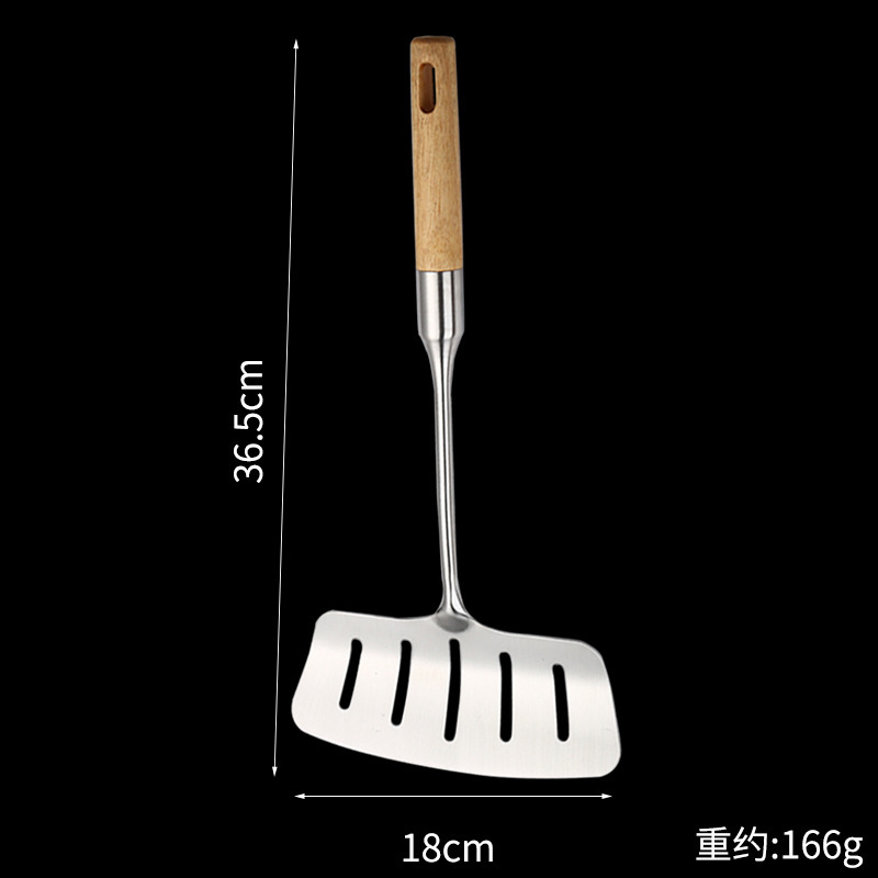 304台所用品ステンレスシャベルの幅が長い柄のシャベル家庭用ステーキ焼き魚の油漏れシャベル|undefined