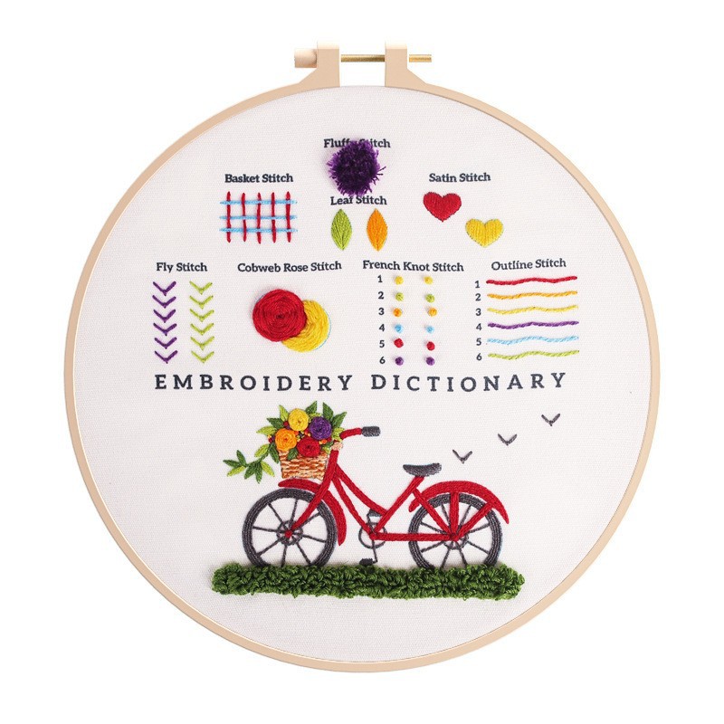 Kit de Bordado Luzhou para Principiantes, Instrucciones en Inglés de Amazon, Diseño de Gato y Cesta de Flores, Tela de Práctica para Niños image 18